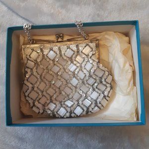 Birkenstock Silver and White Mini Bag